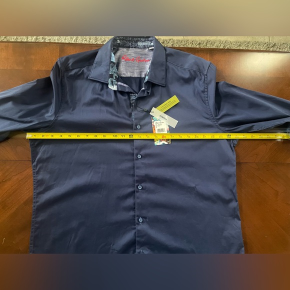 Robert Graham Righteous 2 Navy Stretch Button Down Shirt Classic Fit Extra Large - Picture 5 of 8